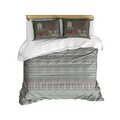Traditional Village Scene & Tribal Pattern Duvet Cover Set in Sage and Olive