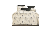 Modern Neutral Botanical Bedding – Cream and Grey Wild Grass Illustration Duvet Cover & Shams