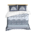 Vintage Teal & Charcoal Peacock Bedding Set – Intricate Floral Medallion Duvet Cover