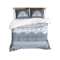 Vintage Teal & Charcoal Peacock Bedding Set – Intricate Floral Medallion Duvet Cover