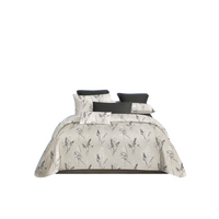Modern Neutral Botanical Bedding – Cream and Grey Wild Grass Illustration Duvet Cover & Shams