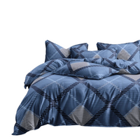 Nordic Blue Plaid Comforter Set | Cross-Hatch Diamond Pattern