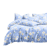 Cornflower Blue Daisy Floral Bedding Set - Soft Touch Spring Collection